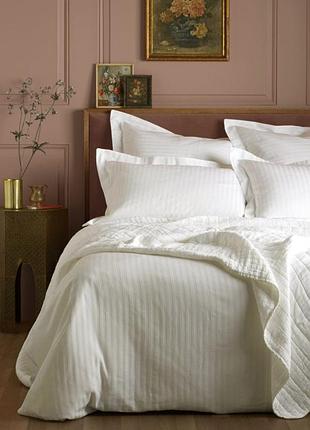 Постельное белье champagne elite сатин страйп meriset - семейное на резинке євро на резинці