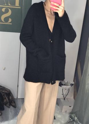 Чорний кардиган жіночий cos дуже теплий кардиган альпака вовна
