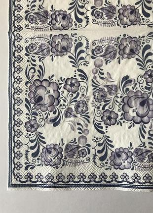 Серветка декупажна.квіти .гжель .3шари,33*33см тм каролина