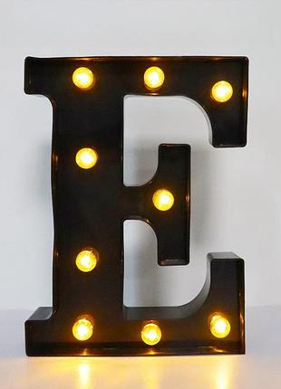 Буква с подсветкой e объемная маленькая 22 на 16 см черный