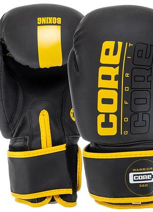 Перчатки боксерские core bo-8540 8-12 унций 12, черно-желтый