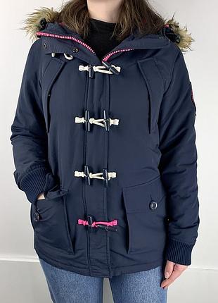 Жіноча куртка на застібці, з кишенями та капюшоном superdry розмір m