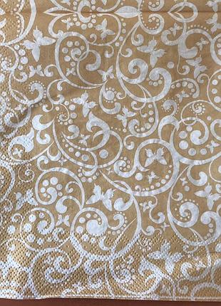 Салфетка декупажная 33*33 см.винтаж.бежевая . 3 слоя, тм silken