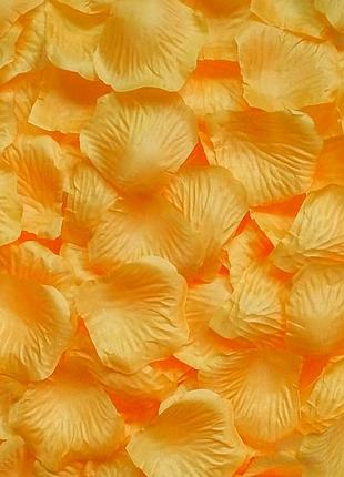 Пелюстки троянд тканинні святкові 200 штук 45 на 45 мм помаранчевий