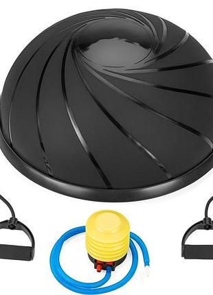 Балансировочная полусфера gymtek flex core half ball 58см с эспандерами + насос черный