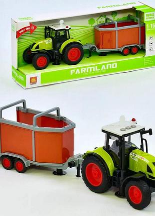 Трактор із причепом іграшковий для перевезення живітних зі світлом і звуком