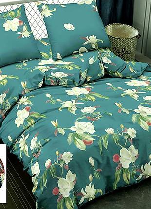 Постельное белье жатка зеленые листья двуспальный евро