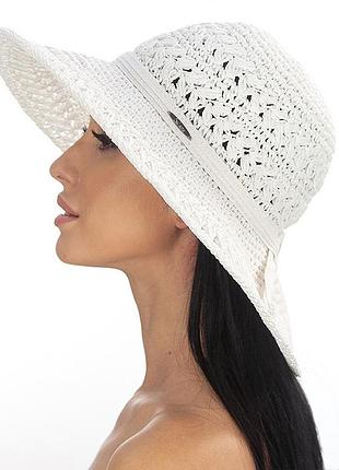 Белая женская ажурная шляпа средние поля