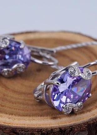 Серьги серебряные с фианитами "симфония 2" 925 пробы.