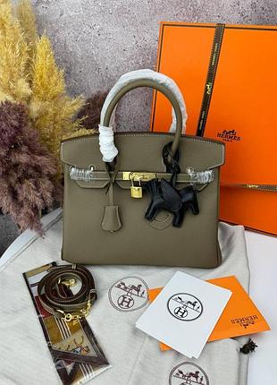 Жіноча сумка hermes birkin grey шкіряна, сіра гермес біркін / модні жіночі сумки