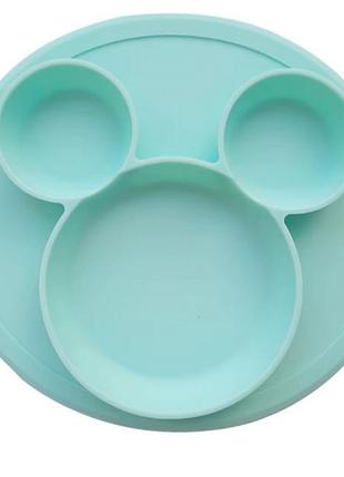 Детская силиконовая тарелка. детская секционная тарелка микки маус - мятный