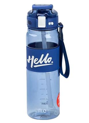 Бутылка для воды 860 мл тритан с ремешком и ручкой синяя hp17303bl