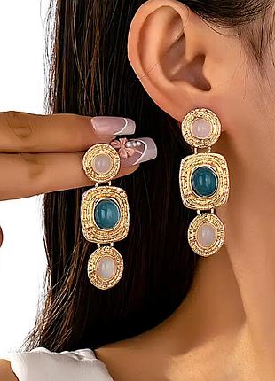 Сережки біжутерія акцентні 3 фрагменти з камінням