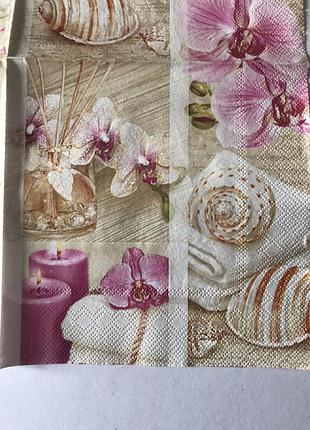 Салфетка декупажная 33*33см ракушки,свечи,орхидеи 3слоя, тм каtrin