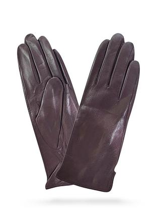 Рукавички жіночі шкіряні баклажан на вовні ln0022-25z 6.5