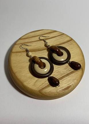 Серьги деревянные 12, серьги украшения, серьги из дерева