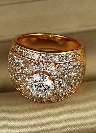 Кольцо xuping jewelry бочонок с камнями р 17 золотистое