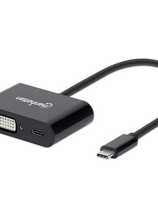 Адаптер manhattan usb-c to dvi с портом power delivery (pd)