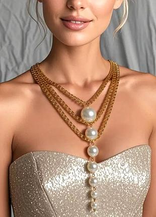 Колье акцентное с подвеской из больших бусин