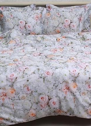 Евро комплект двуспального постельного белья 100% хлопок (турция) с компаньоном pt-004