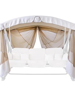 Тент з москітною сіткою на садову гойдалку "аліса" (тканина поліестер світлий беж)