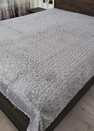 Плед евро пушистый koloco "цепочка" 220 х 240 см (39748) серый