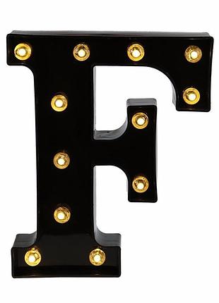 Буква с подсветкой f объемная маленькая 22 на 18 см черный