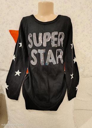 Черная туника для девочки кофта свитерик вязкая мелкая