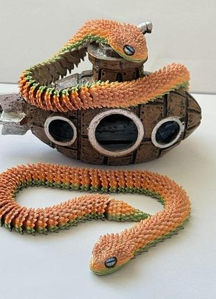 Гибкая 3d молния с 3d-принтера 29,5см | игрушка трансформер антистресс | pla | подарок для детей и взрослых оранж-зелений