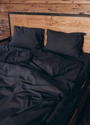 Постельное белье поплин черный двуспальный