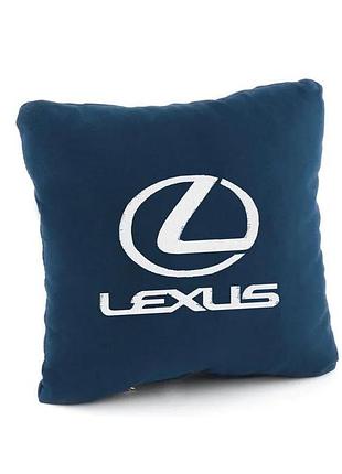 Автомобильная подушка декоративная с логотипом lexus лексус флок синий
