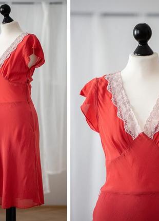 Червона вінтажна сукня, розмір s, довжина міді