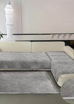 Покрывало велюровое на диван или кресло koloco 3 шт (39405) серый