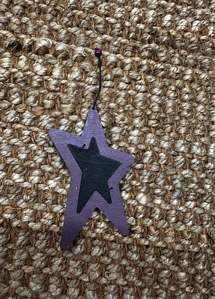 Новорічна дерев‘яна іграшка прикраса зірка handmade