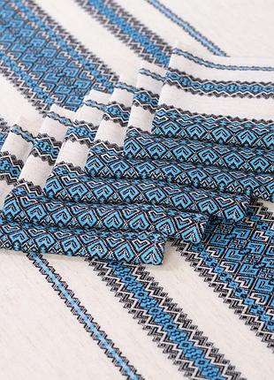 Комплект столовий едельвіка кеті блакитний( скатертина+6 серветок) 120