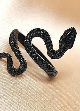Кольцо женское акцентное готическое змея 2.7 см черная