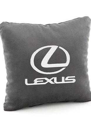 Автомобільна подушка декоративна з логотипом lexus лексус флок сірий