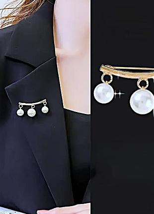 Брошь - шпилька з трима намистинами