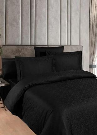 Турецкое постельное белье сатин-жаккард 200х220 lamone black, постель жаккард first choice