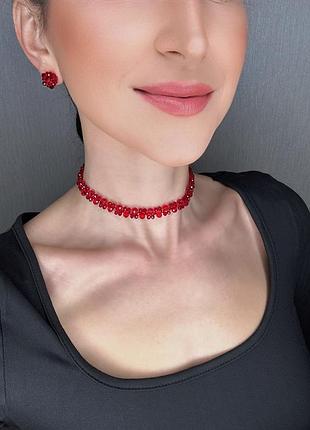 Комплект сережки пусети і чокер ручної роботи