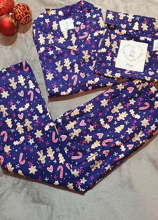 Хлопковая фланелевая пижамка в новогодний принт! классный подарок!