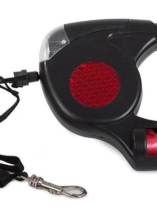 Поводок-рулетка для выгула собак 4,5 м, до 35 кг, тросс, черный