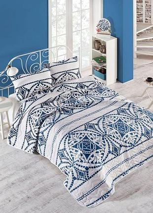 Покрывало+наволочки 200х220 marble синий eponj home