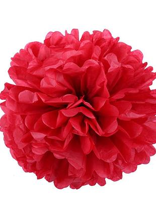Паперові помпони з тишею 30 см, арт. ром-30 білий червоний