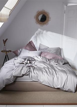 Постельное белье platinum premium сатин однотон meriset - семейное на резинке двуспальный