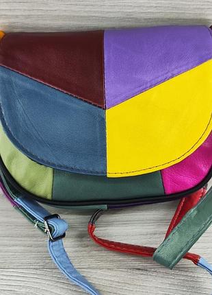 Женская сумка кросс-боди, натуральная кожа комбинируемая , й плечевой ремень для девушки