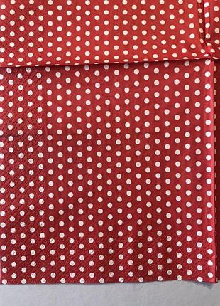 Салфетка декупажная 33*33см.красная с белыми кружочками . 3слоя, тм каtrin