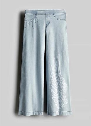 Широкие брюки из денима для девочки h&amp;m голубые 134см(8-9р)