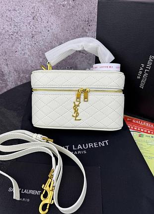 Сумка yves saint laurent milk gold кожаная, молочная сумочка кросс боди сен лоран