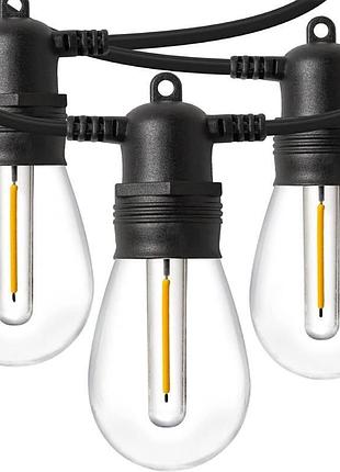 Уличная гирлянда, 16 метров, 15 led лампочек, для балкона, террасы, беседки, двора, сада, вечеринки